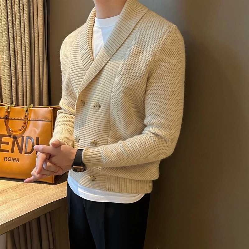 Winter Clothing Uae - KIDWHXR men Knitted Cardigan autumn winter