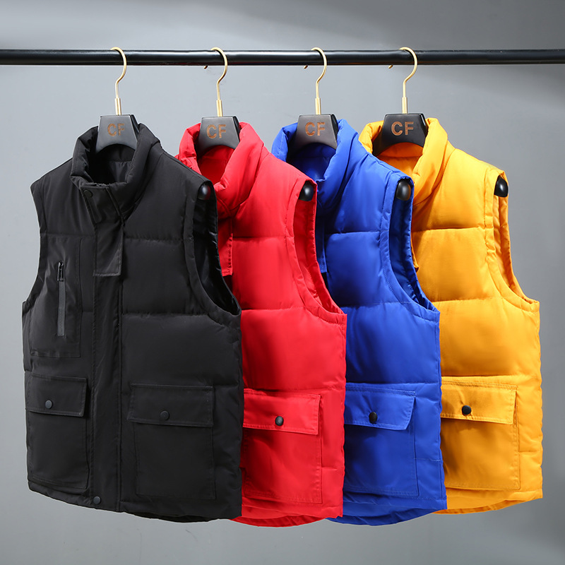 Padded Vest Gilet - Men Workwear Padded Vest Stand Collar