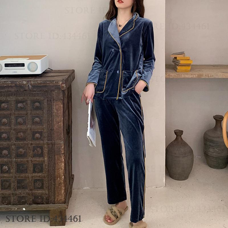 Winter Clothing Trends - Autumn Winter Fashion Women's Velvet Pajama