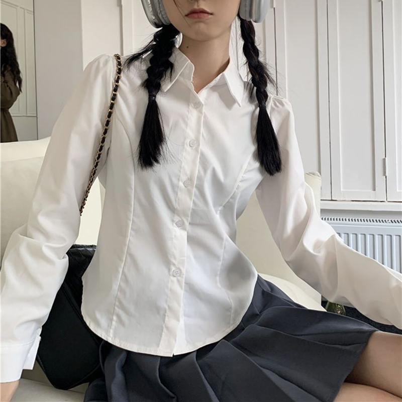 Winter Clothing Korea - Women's White Shirt Korean Preppy Style