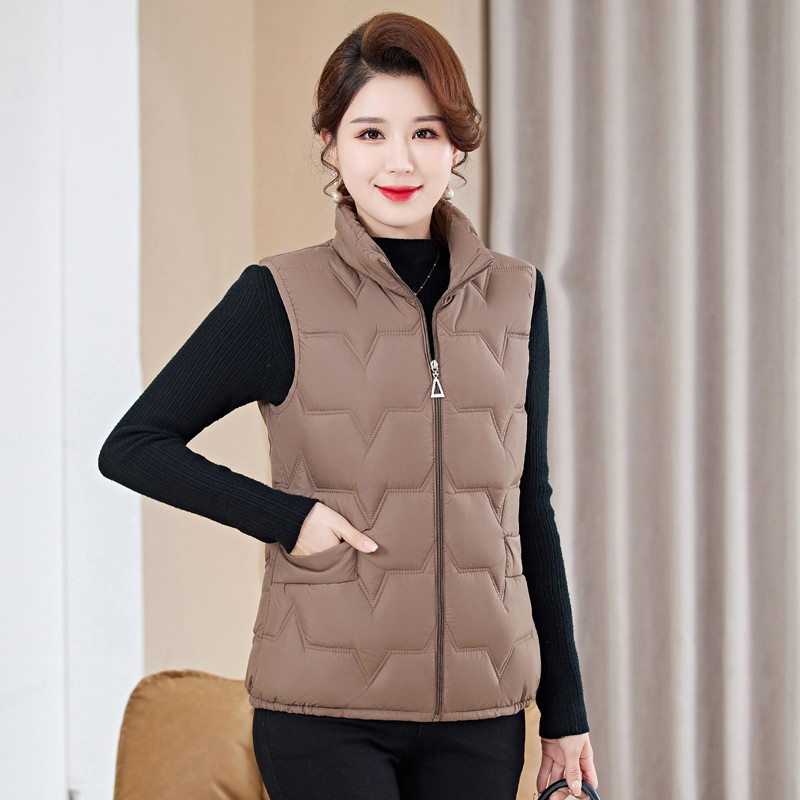 Padded Vest Gilet - Women Plus Size Stand Collar Padded