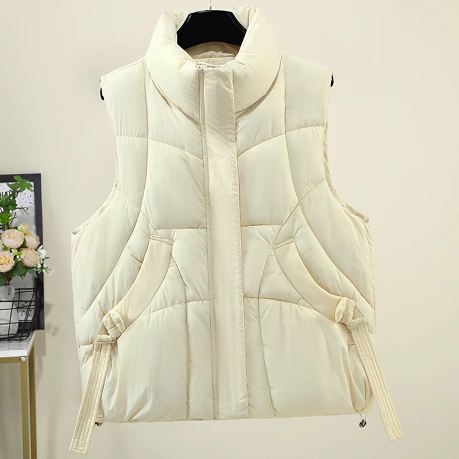 Padded Vest Gilet - Women High Stand Collar Quilted Padded