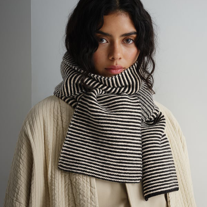 Winter Clothing Korea - Luxury Striped Knitted Scarf for Women