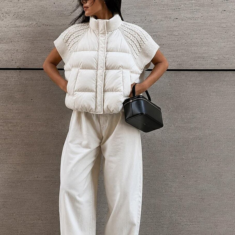 Women's Chic Cropped Puffer Ve - đánh giá và giá Padded Vest Gilet