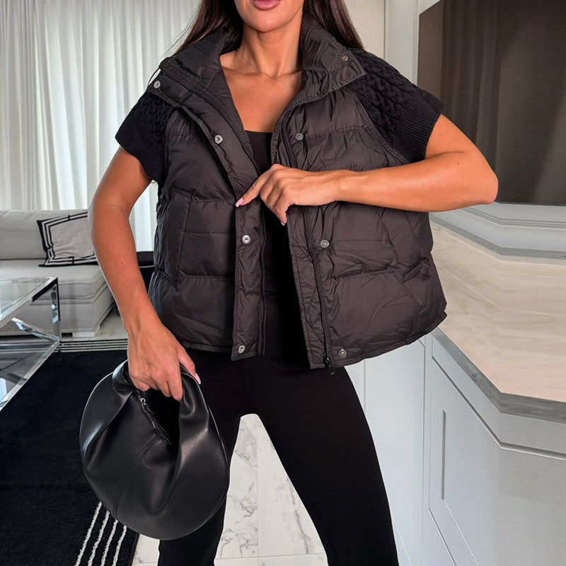 Women's Chic Cropped Puffer Ve - đánh giá và giá Padded Vest Gilet