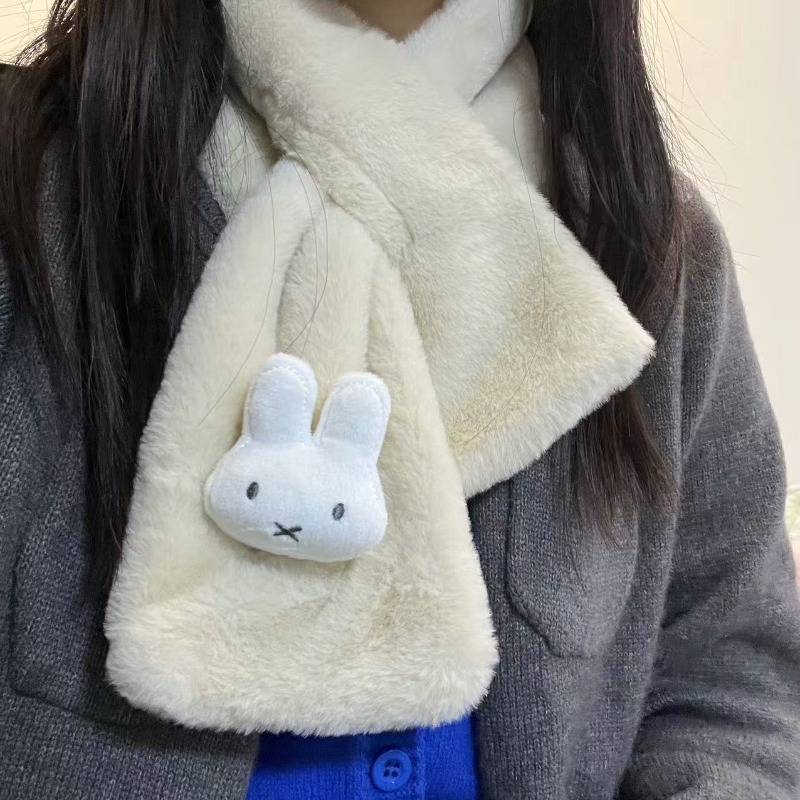 White Miffy Scarf | Versatile  - đánh giá và giá Winter Clothing Cute