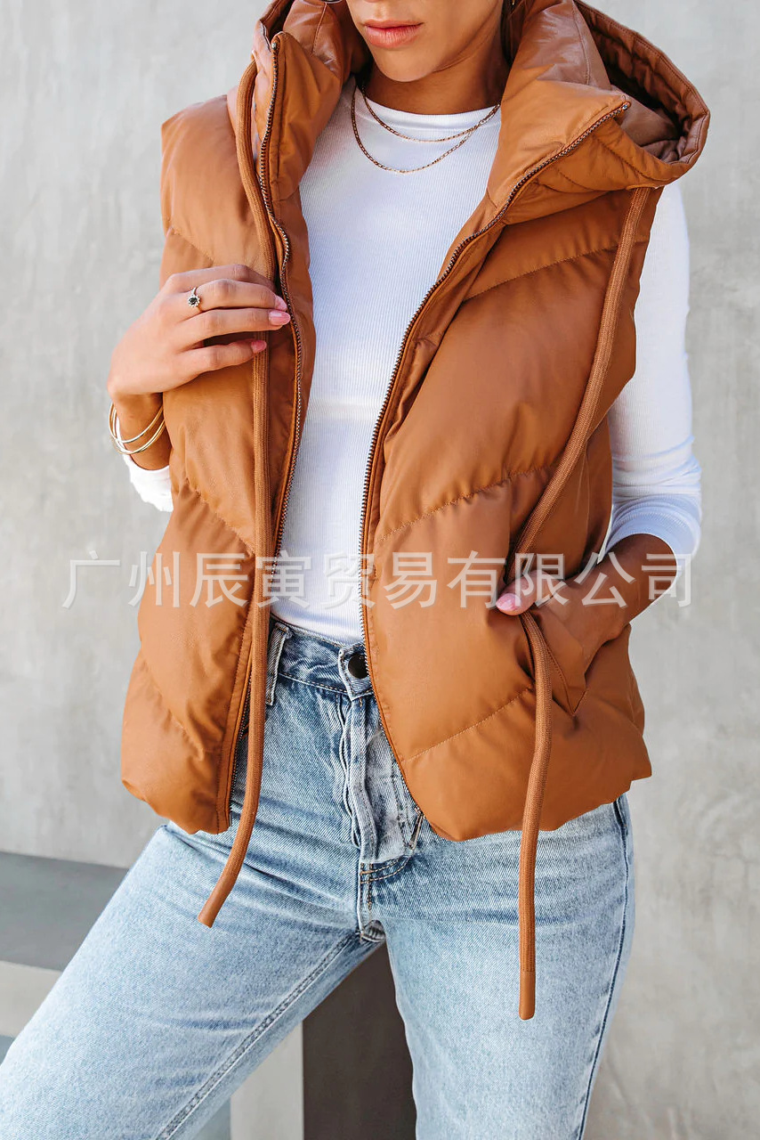 Women's Solid Color Hooded Pad - đánh giá và giá Padded Vest Gilet