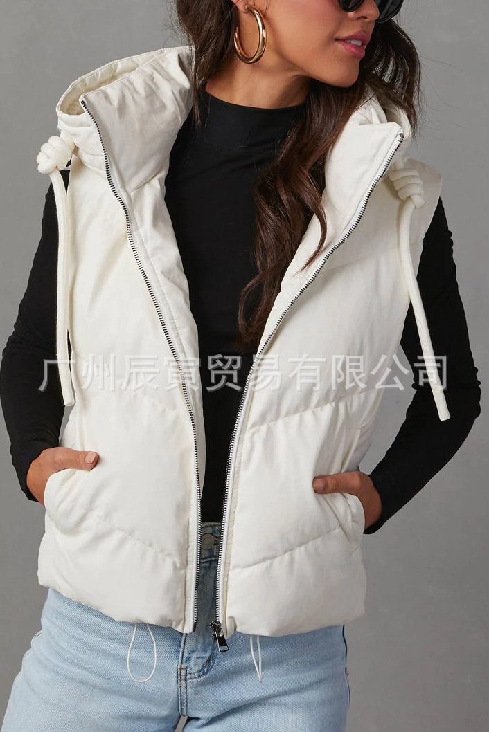 Women's Solid Color Hooded Pad - đánh giá và giá Padded Vest Gilet