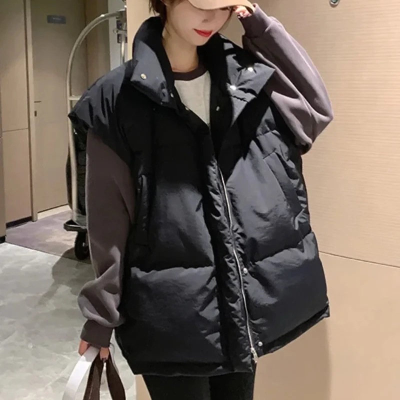 Solid Color Zipper Women's Ves - đánh giá và giá Padded Vest Gilet