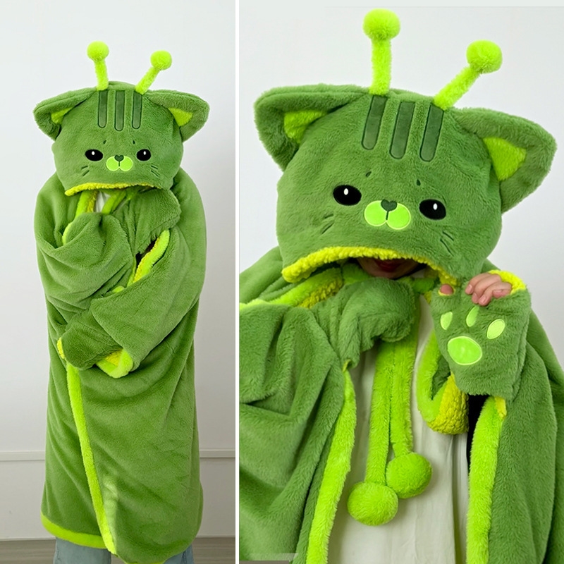 Cartoon Cute Alien Cat Hooded  - đánh giá và giá Winter Clothing Cute