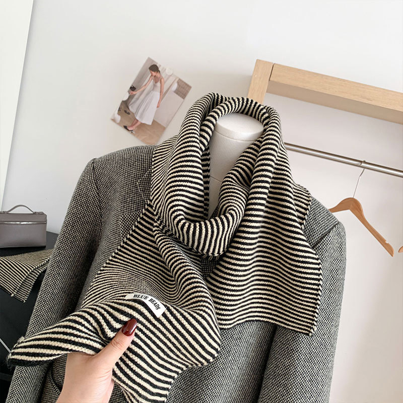 Luxury Striped Knitted Scarf f - đánh giá và giá Winter Clothing Korea